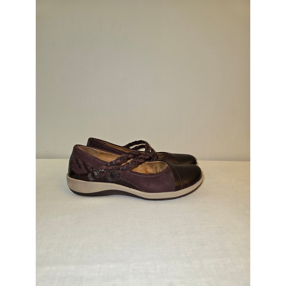 Aetrex Womens Mary Jane Shoes Burgundy Leather Braided Comfort 9-9.5 Excellent